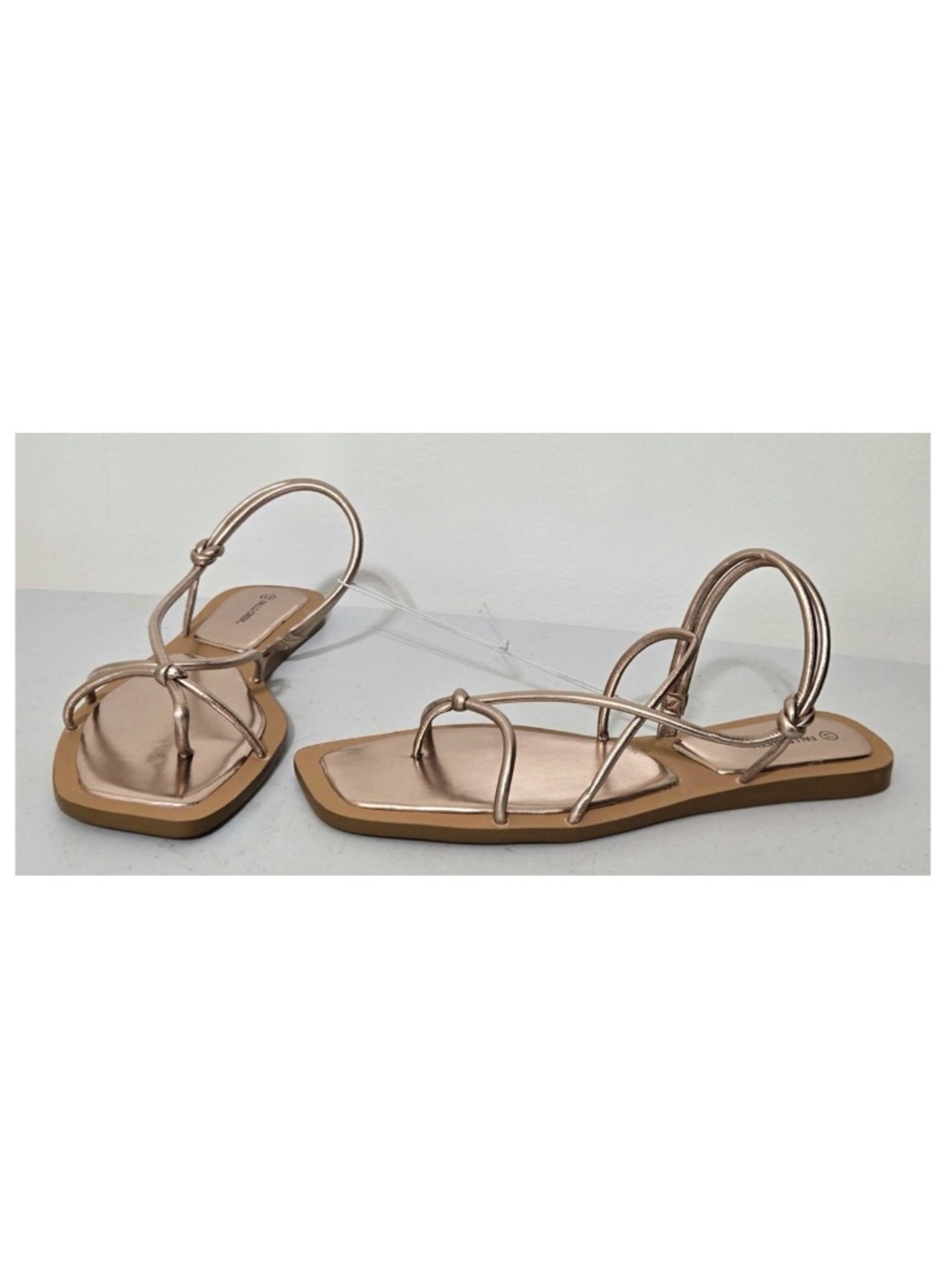New Falls Creek Sandals Womens Size 11 Gold Strappy Metallic Flat Shoes NWT
